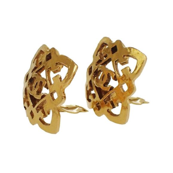Pre Loved Chanel Gold Square Cutout Earrings Women - Picture 2 of 8